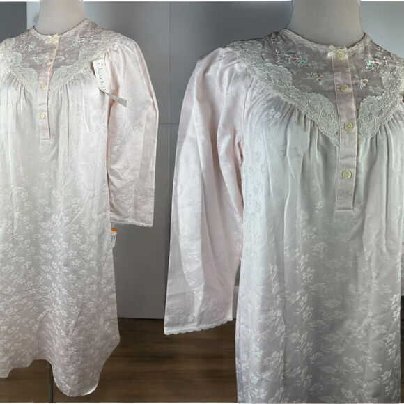 Miss Elaine Other - NWT Miss Elaine Floral Nightgown Country Cottage Lace Long Maxi Pink Size Small